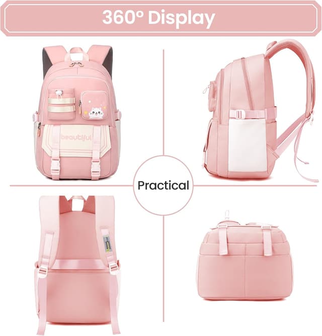 Thumbnail 5 de IvyH Mochila Escolar Niñas Rosa 30x20x46cm