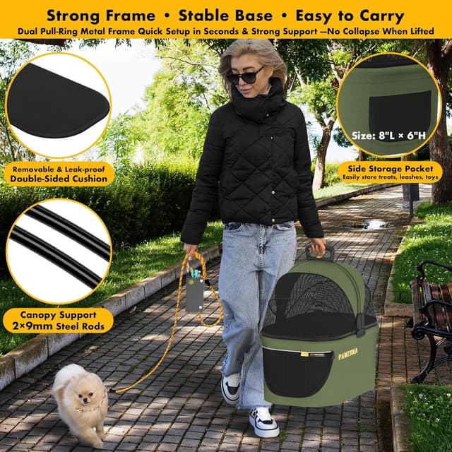 Detalle de PAWZIDEA 4-in-1 pet stroller, 10 lb foldable