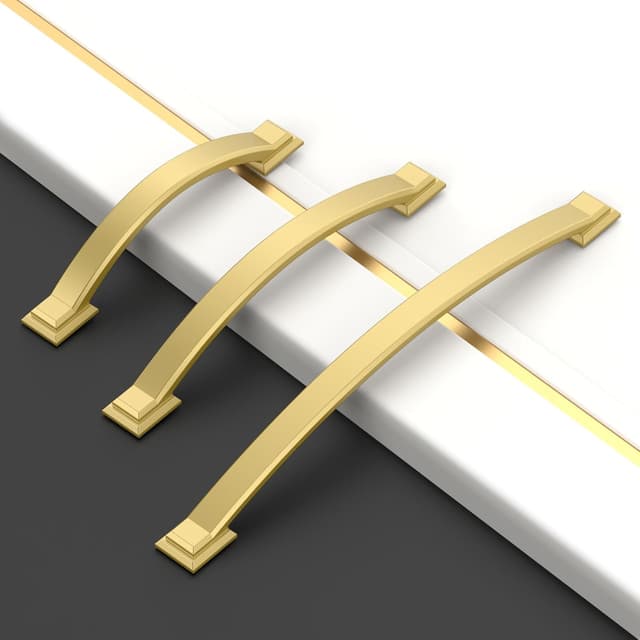 Detalle 2 de Amerdeco set da 10 maniglie per mobili oro opaco con interasse fori 96 mm (UK0082)