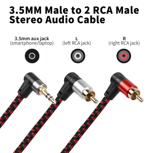 Detalle 2 de RIIEYOCA 3.5mm to RCA Right‑Angle Cable