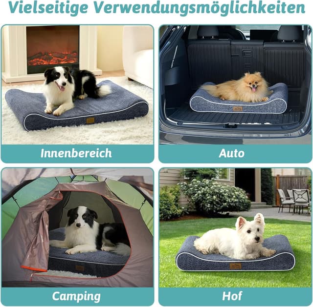 Thumbnail 6 de COZY KISS Orthopädisches Hundebett für große Hunde 90×60×13 cm, erhöhtem Rand, waschbar – blau