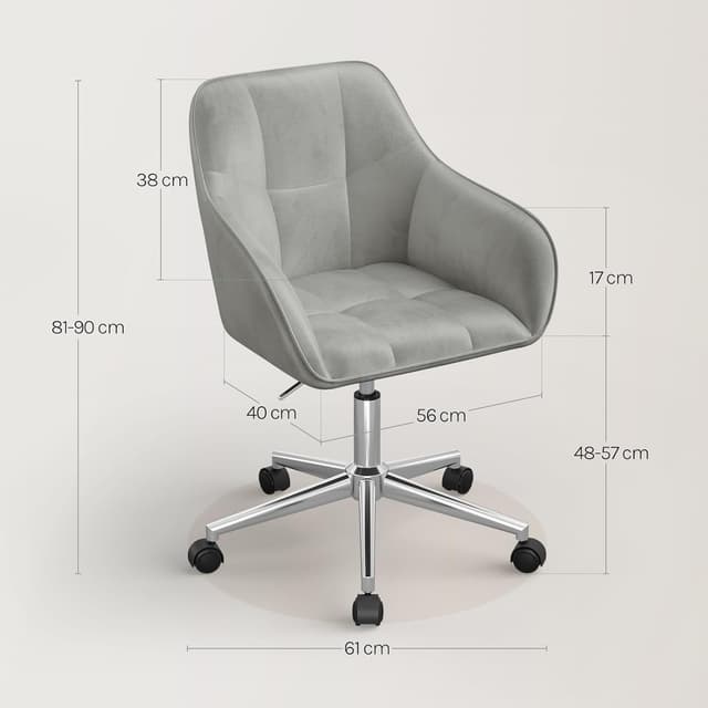 Detalle de WOLTU Homeoffice-Stuhl BS145hgr mit Armlehnen, Samtsitz, 360° Drehfunktion und höhenverstellbarer Sitzhöhe bis 150 kg