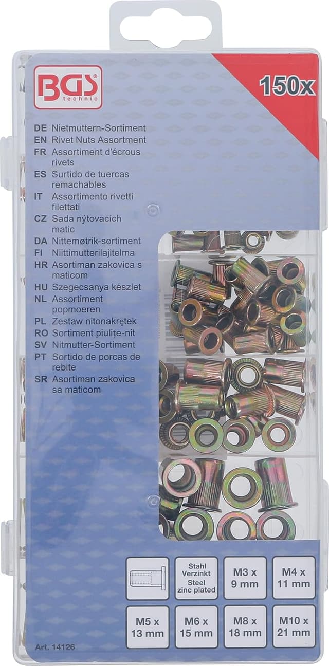 Detalle 2 de BGS 14126 Surtido tuercas remachables 150 piezas
