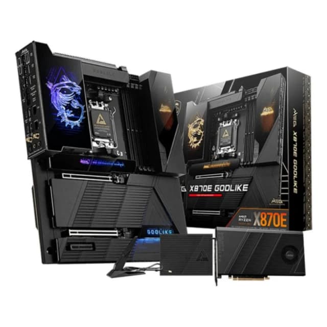 Detalle de MSI MEG X870E GODLIKE (AM5) placa base X870E E-ATX con DDR5 y WiFi 7