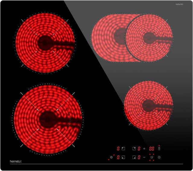 Detalle de Hermitlux Glaskeramikkochfeld mit 4 Platten, 9 Heizstufen und 7200 W