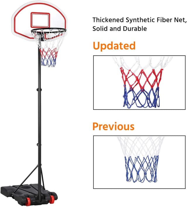 Detalle de Yaheetech freestanding adjustable basketball hoop (1.59m–2.14m) for outdoor or indoor play
