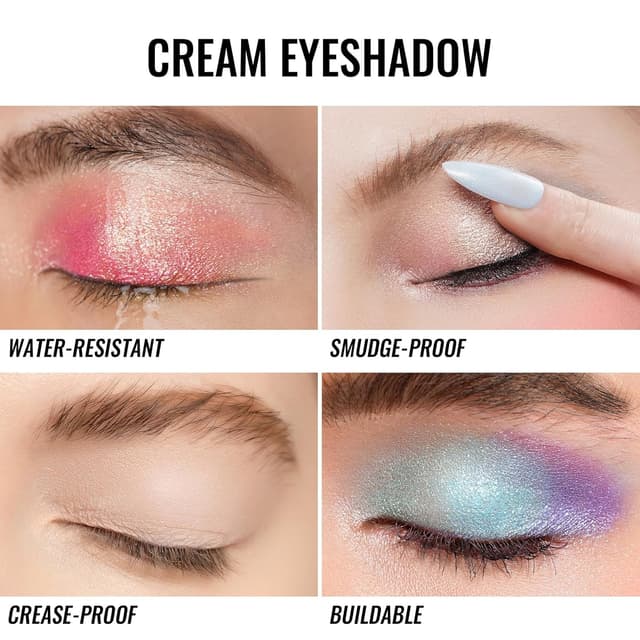 Detalle de Oulac Glitzer Lidschatten Blau – Lidschatten & Highlighter Duo, wasserfest, vegan (02)