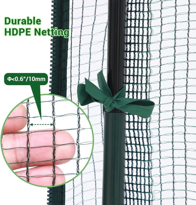 Detalle de Ohuhu Large Fruit Cage Plant Cages for Garden (2 x 1.2 x 1.6 m) with Zippered Door and HDPE Netting
