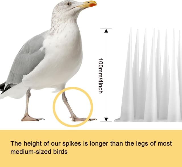 Detalle de OFFO High Bird Spikes for Anti-Pigeon Fence & Edges (3.6m, 10cm, Frosted Clear)