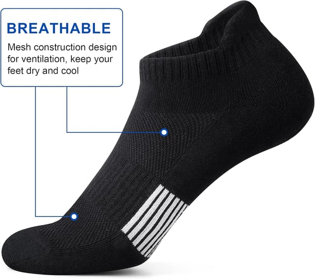 Detalle de Amutost Women’s Cushioned Ankle Socks (Athletic Running, 3/5/6 Pairs) — Comfort Fit
