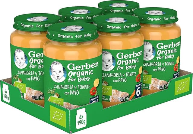 Imagen de GERBER Organic Zanahoria Tomate Pavo - Comida para Bebés 🥕 en OfertitasTOP