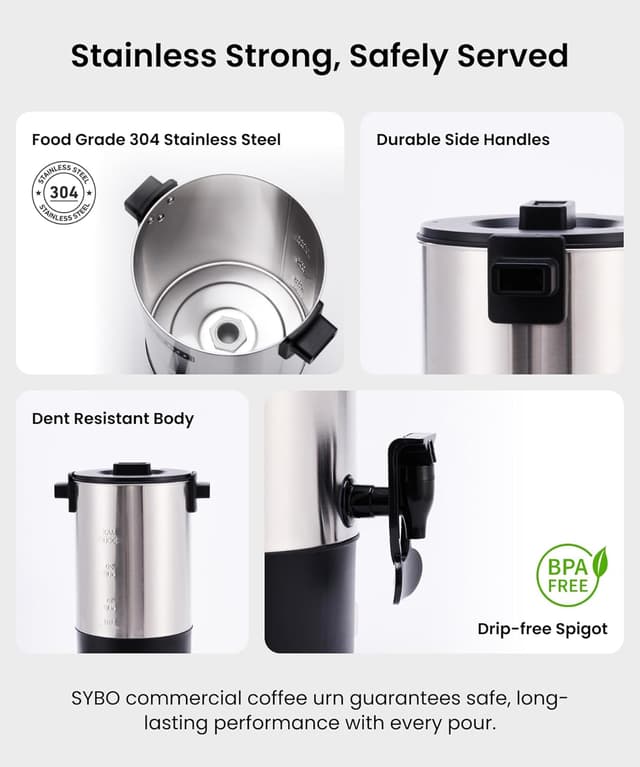 Detalle de SYBO 6L Commercial Coffee Maker 45-Cup