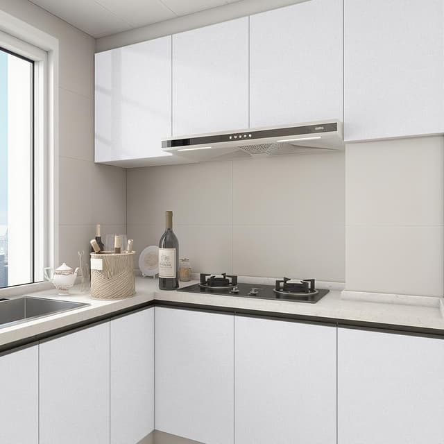 Detalle de Alened Klebefolie Möbel Weiß Matt 40×300 cm inkl. Toolkit – wasserfeste selbstklebende Möbelfolie