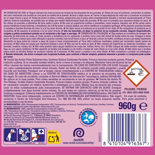 Detalle 2 de Vanish Oxi Action Quitamanchas polvo 960 g