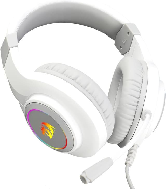 Detalle 2 de Redragon H260 Hylas kabelgebundenes Gaming-Headset (50-mm-Treiber) mit Mikrofon und RGB – weiß