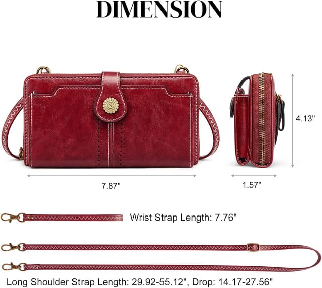 Detalle de S-ZONE Femme sac à bandoulière en cuir PU avec blocage RFID et porte-cartes pour téléphone jusqu’à 6,7 pouces