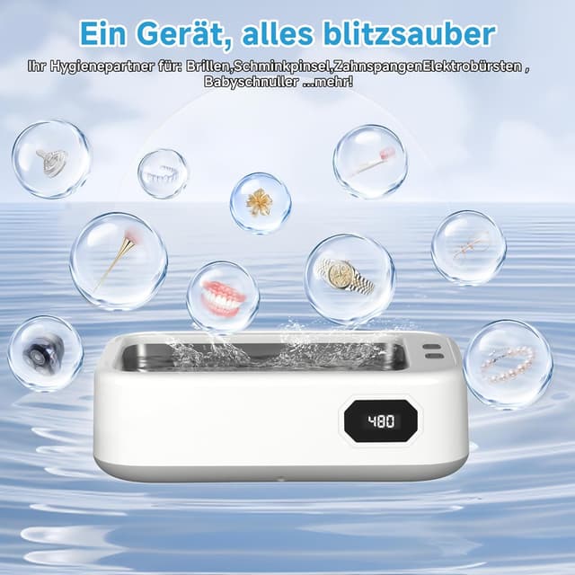 Thumbnail 6 de Ultraschallreinigungsgerät 49.000 Hz (49 kHz) – 640 ml Ultraschall Cleaner mit Display, 5 Modi für Brille, Schmuck & Uhren