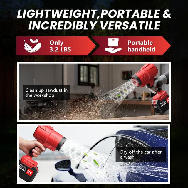 Thumbnail 4 de Leaf Blower Cordless 21V 685CFM 200MPH 🍃