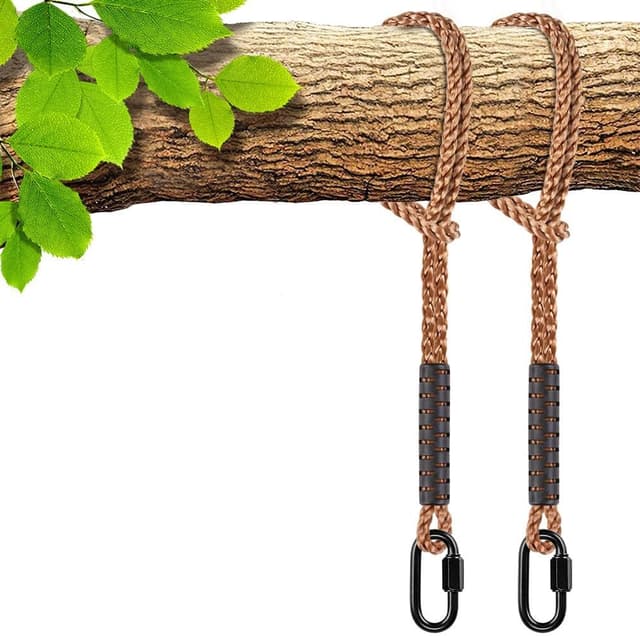 Detalle de SELEWARE Hammock Straps Tree Swing Rope Kit with 304 Stainless Steel Snap Hook (2 Pack) – 360cm
