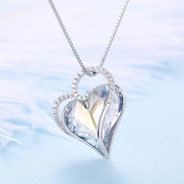 Detalle 2 de jiamiaoi Kette Herz Silber mit Anhänger – Weißgold-Überzug und Zirkonia für Damen