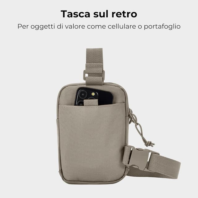 Detalle de Johnny Urban Sling Bag Arthur in poliestere riciclato – borsa a tracolla monospalla idrorepellente per travel, festival e escursionismo