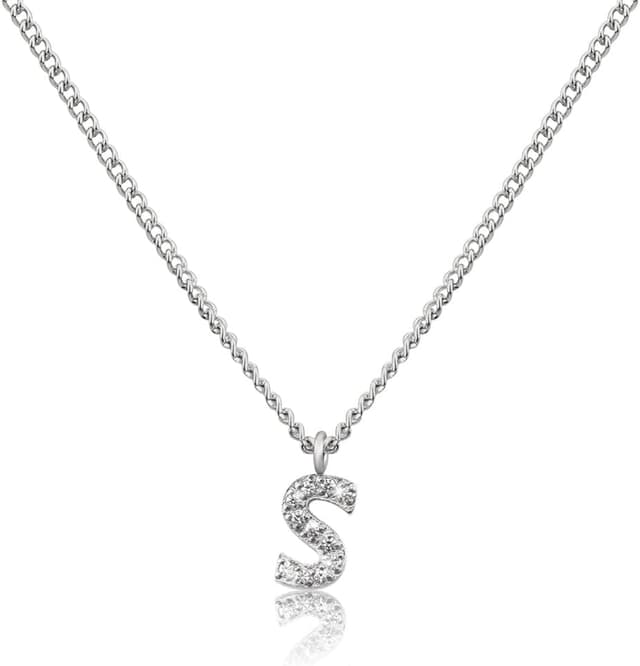 Detalle de GD GOOD.designs EST. 2015 collana con lettere in argento da donna con ciondolo iniziale regolabile