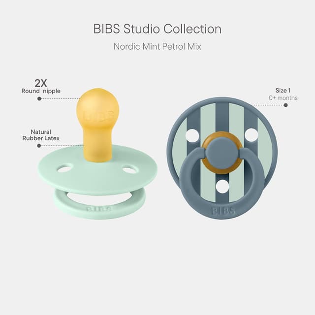 Thumbnail 1 de BIBS Pacifiers Colour Studio 2 Pack Round Nipple soother