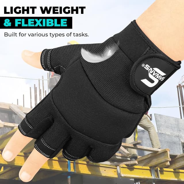 Thumbnail 4 de SAWANS Fingerless Heavy Duty Work Gloves XL