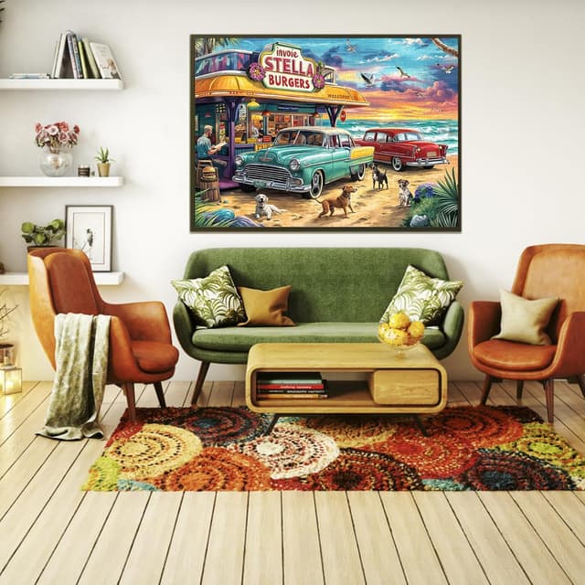 Thumbnail 6 de Chalzidar Jigsaw Puzzles for Adults — 1000-Piece Seaview Campground Scene (27.5 x 19.7 in)