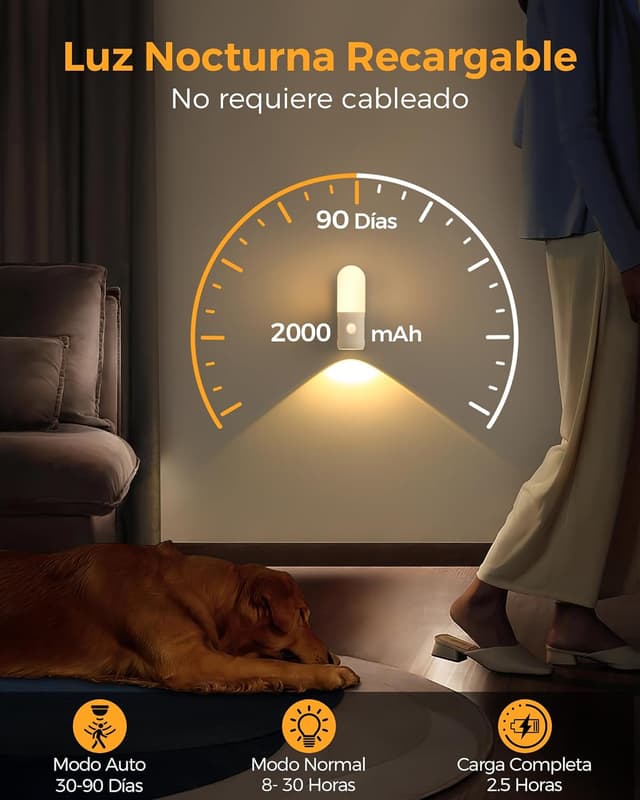 Thumbnail 4 de Gotopceed Luz LED Nocturna Sensor Movimiento Recargable