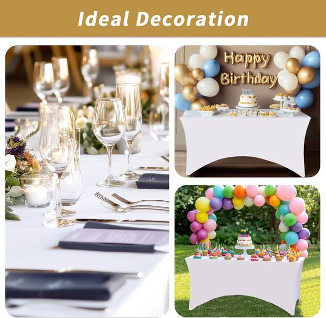 Thumbnail 6 de Fixwal 3-Pack White Table Cloths 6FT