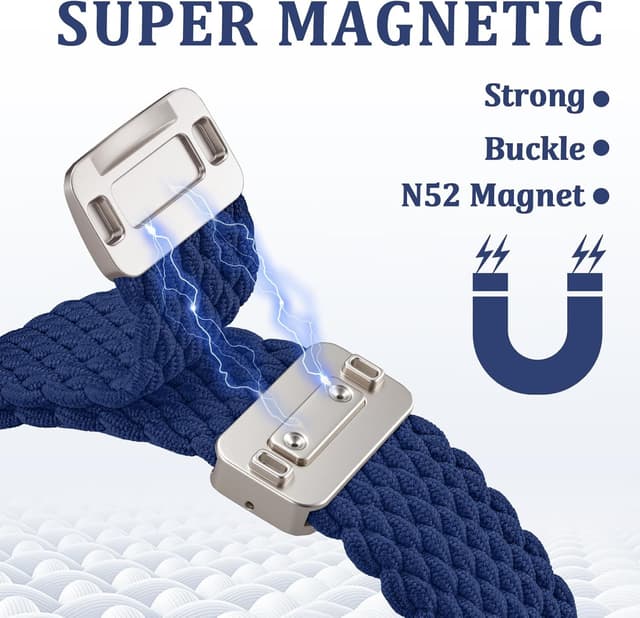 Detalle de DigiHero Braided Loop Apple Watch nylon strap with magnetic clasp (40/41/42/44/45/46/38/49mm compatible)