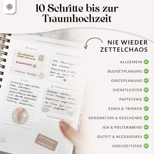 Detalle 2 de LEBENSKOMPASS Hochzeitsplaner A5+ mit 192 Seiten