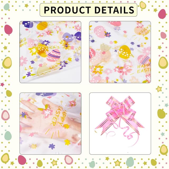 Thumbnail 3 de Easter Cellophane Basket Wrap Bags 12pcs