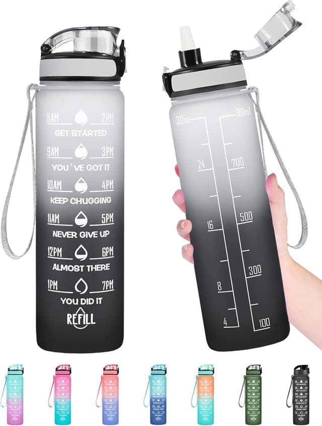 Imagen de Enerbone Water Bottle motivational straw 24oz 🚰 en OfertitasTOP