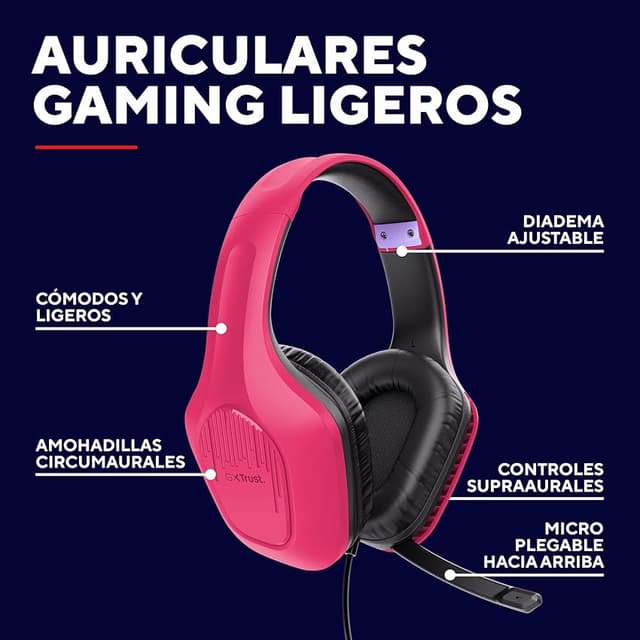 Detalle de GXTrust 418P Rayne Cascos gaming ligeros 50 mm