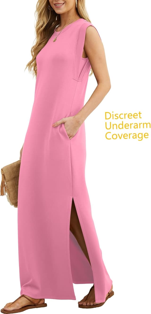 Detalle de GRECERELLE women’s summer maxi dress with pockets and side split