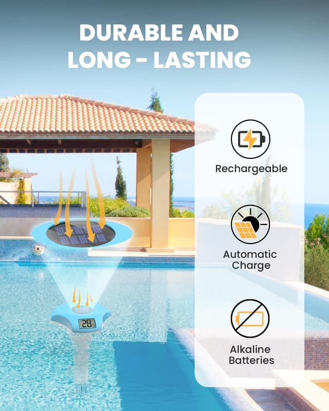 Detalle 2 de BALDR Thermomètre de piscine flottant solaire étanche IPX8