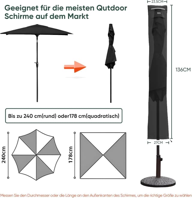 Thumbnail 1 de Sekey Carcasa para sombrilla 200 cm ✨ Protege en poliéster negra