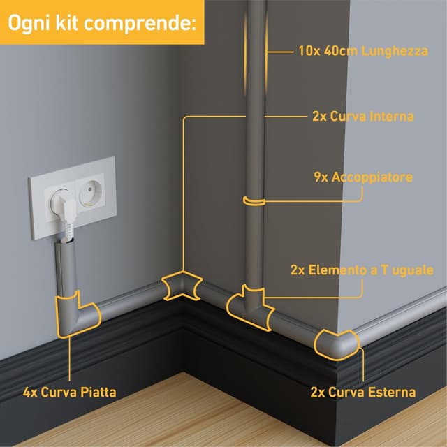 Detalle de D-Line 3015A-400 canalina passacavi grigia effetto alluminio 30 x 15 mm (4 metri)