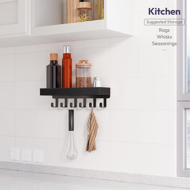 Thumbnail 5 de SWTYMIKI Key Holder with Wood Tray and 6 Hooks