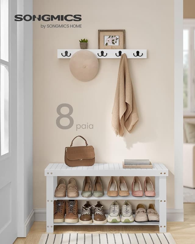 Detalle de SONGMICS Panca portascarpe in bambù 3 livelli 130 kg