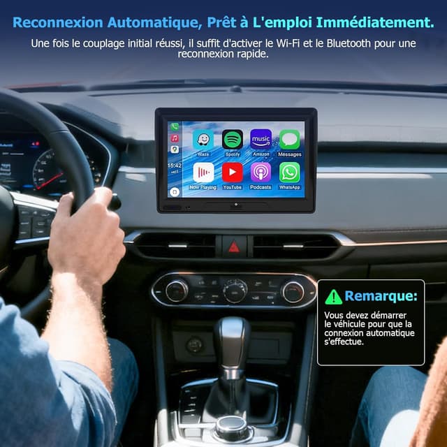 Detalle de Mini adaptateur CarPlay sans fil 2 en 1 USB/Type-C (Plug & Play) pour Apple CarPlay & Android Auto