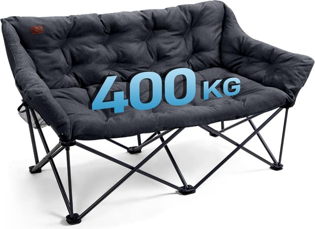 Detalle de EVER ADVANCED faltbarer Campingstuhl 145 cm breit für 2 Personen (Faltsofa mit hoher Rückenlehne)