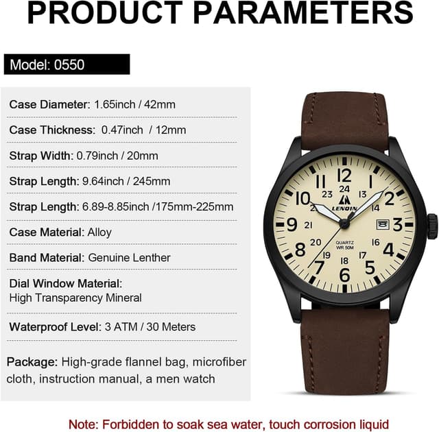 Thumbnail 6 de LN LENQIN Militär-Armbanduhr 42 mm