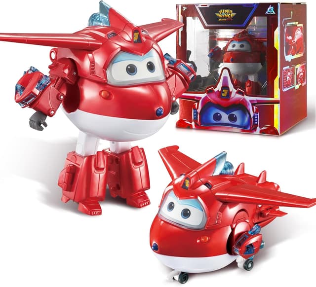 Detalle de Super Wings Transformable Jett “Supercharged” 2-in-1: aeroplano e figura robotica per bambini (circa 12,7 cm), a partire da 3 anni