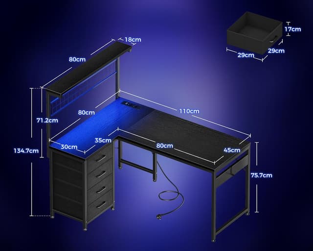 Detalle de Coleshome Escritorio Gaming 130 x 100 cm