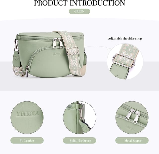 Detalle 2 de MUIIKOLA Kleine Damen Umhängetaschen (Bauchtasche/Crossbody) mit RFID-Schutz