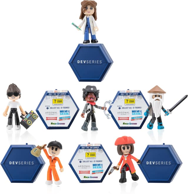 Detalle 2 de Geheimnisvolle Figur von Roblox – DevSeries-Anhänger (7,5 cm) im 8er-Set