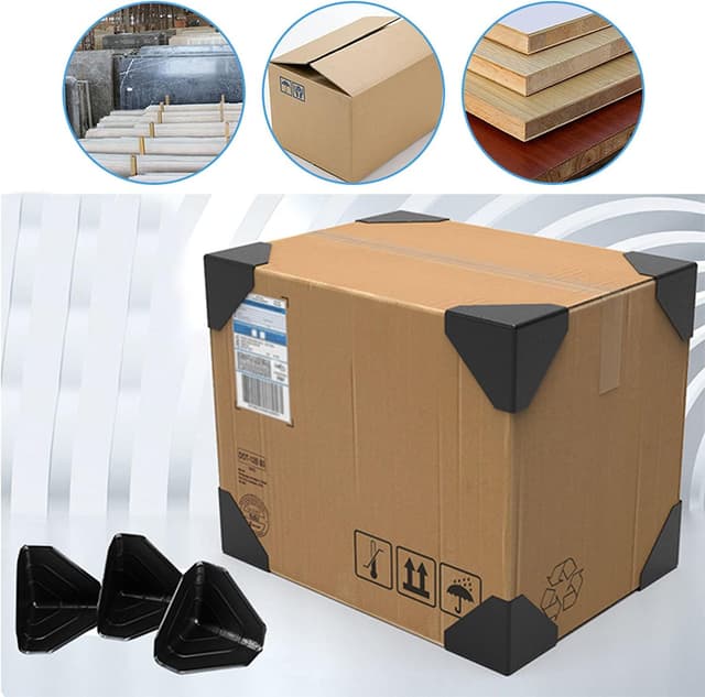 Detalle de YouU 100 pcs Carton Packing Corner Guard Frame Corner Protectors (Black, V-shaped edge guards)